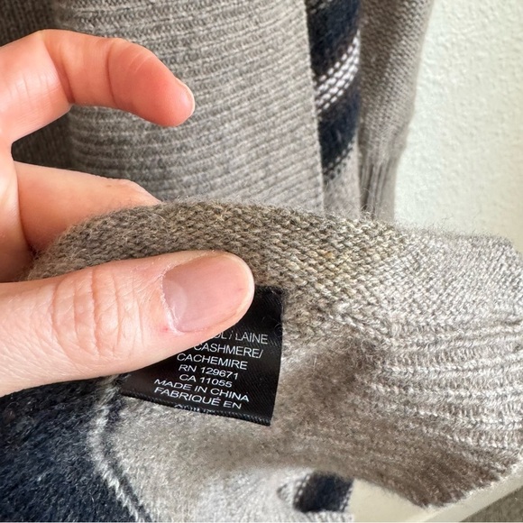 360 Cashmere Drape Front Long Cardigan Striped Sweater Brown XS Quiet Luxury - Picture 10 of 11